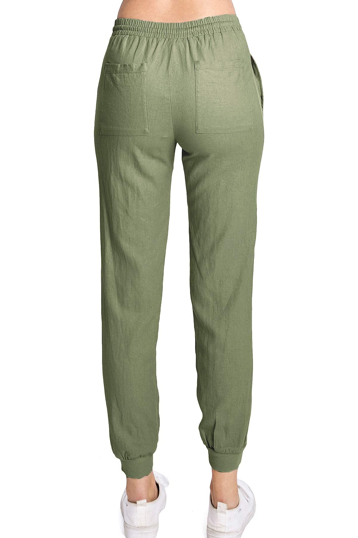 Beige Linen Drawstring Joggers