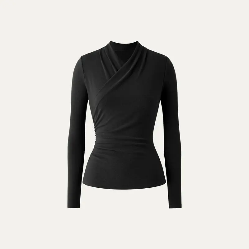 Chic Surplice Long Sleeve Top – Casual & Elegant Shirt