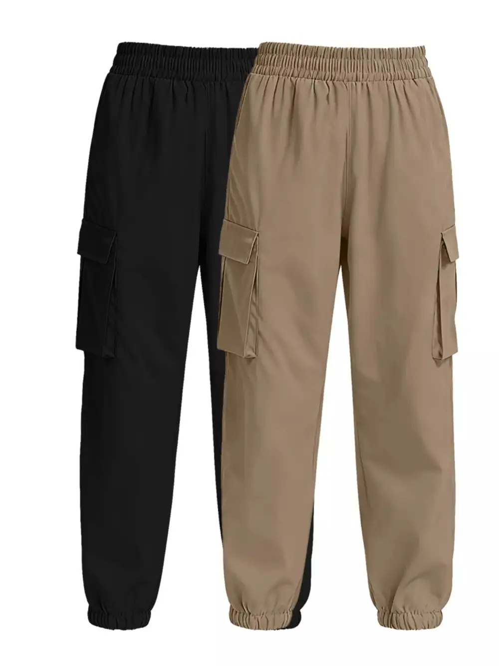 Piece Elastic Waist Cargo Pants