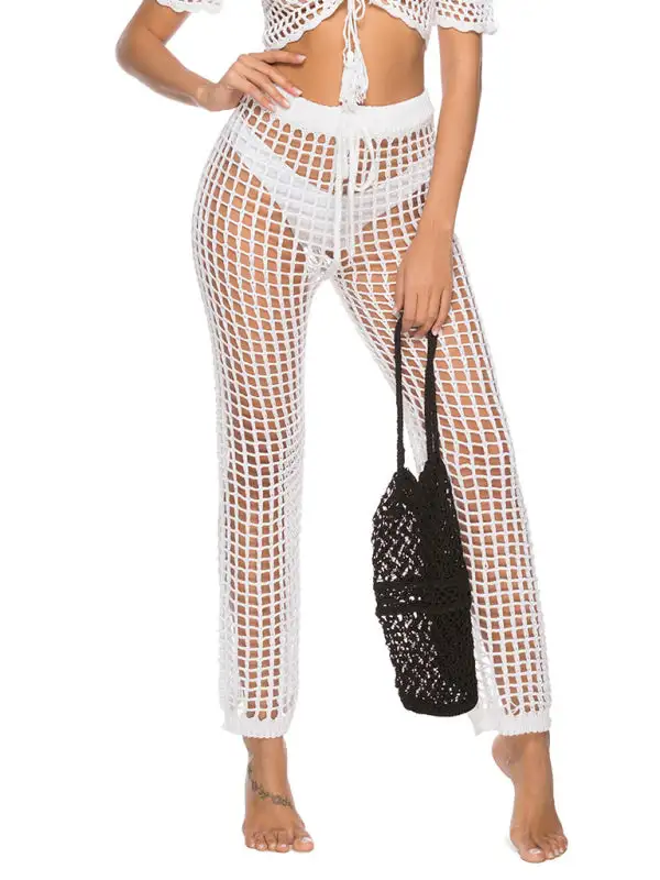 Feminine Hollow Trousers Knitted Pants Swimsuit