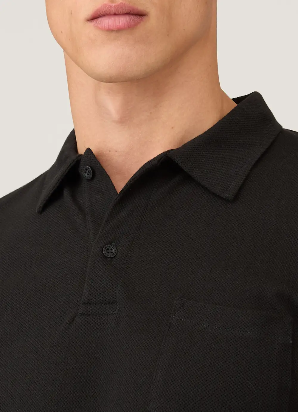 Understated Everyday Slim Fit Mesh Cotton Long Sleeve Polo Shirt