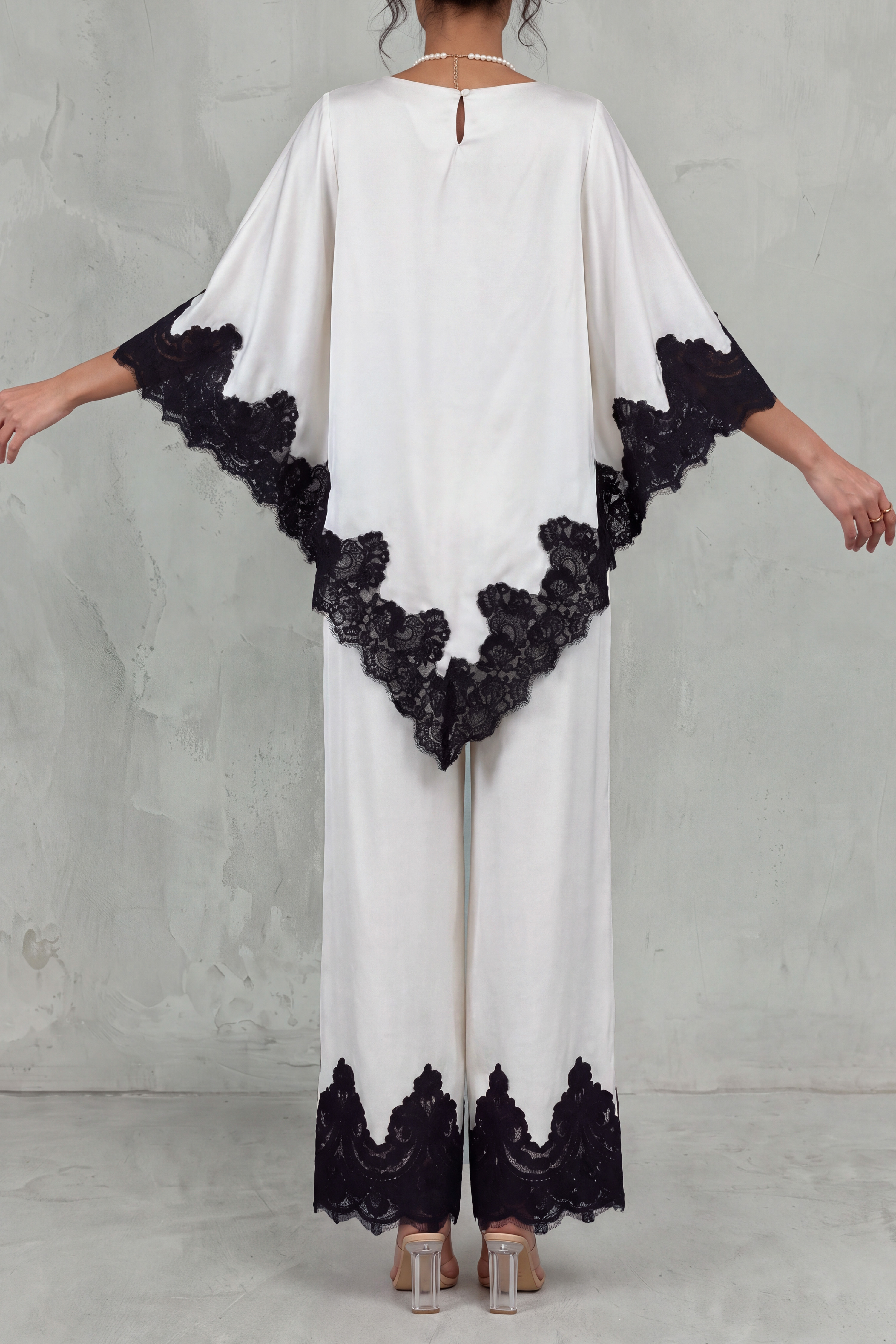 Asymmetrical Lace Matching Pants Set