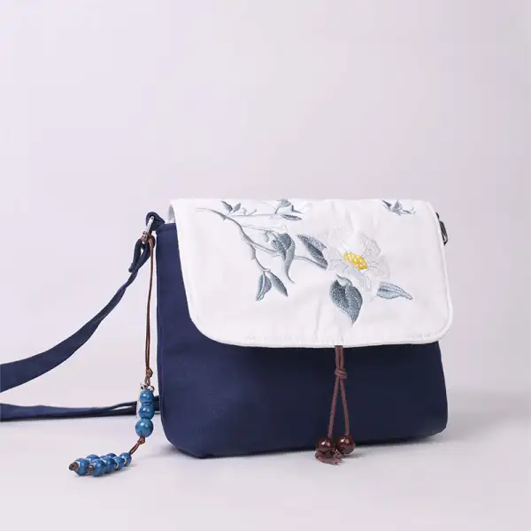 Embroidered Camellia Bag