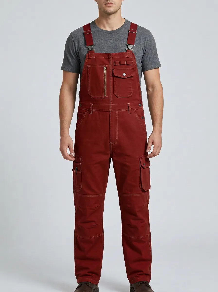 Men's Multi-Pocket Cargo Outdoor Bib Work Overalls