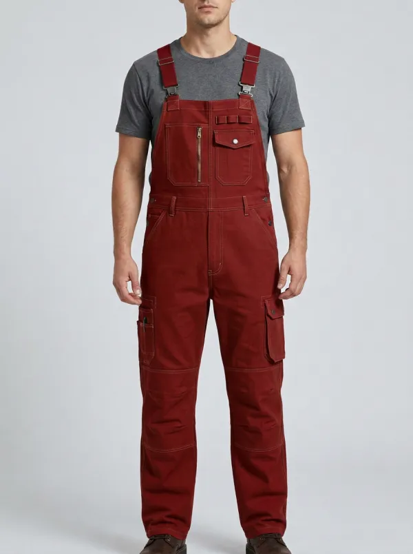 Men's Multi-Pocket Cargo Outdoor Bib Work Overalls