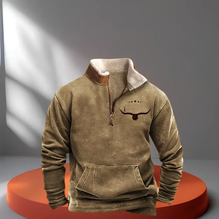 Mens Vintage Pullover 1/4 Zip Up Sweatshirt