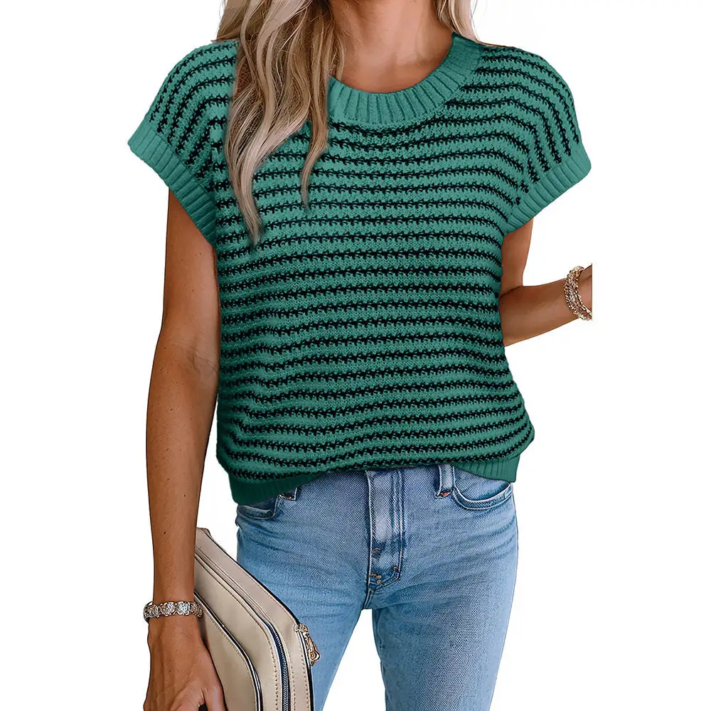 Women's Knit Striped Relaxed Vest