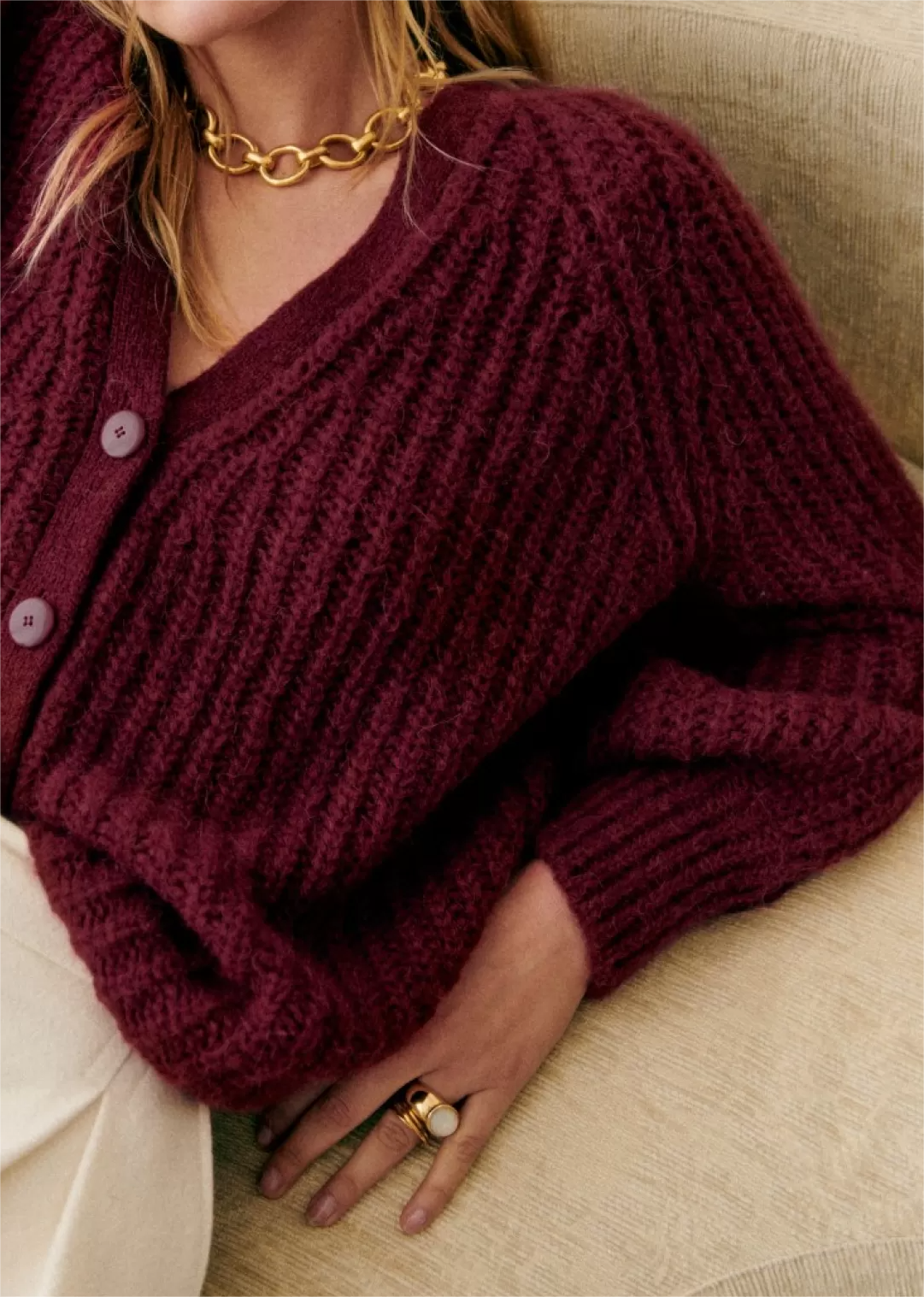 Ribbed Button Front Cardigan
