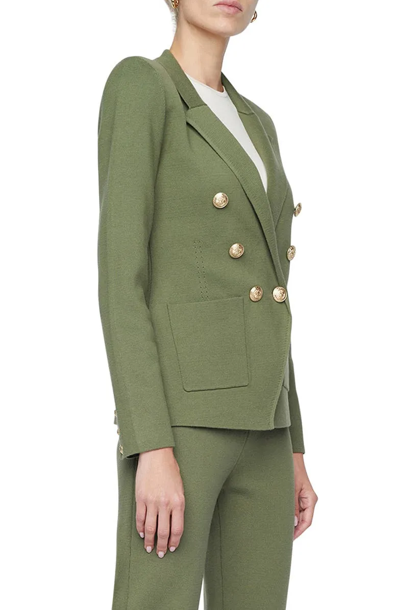 Cotton Blend Knit Double Breasted Blazer