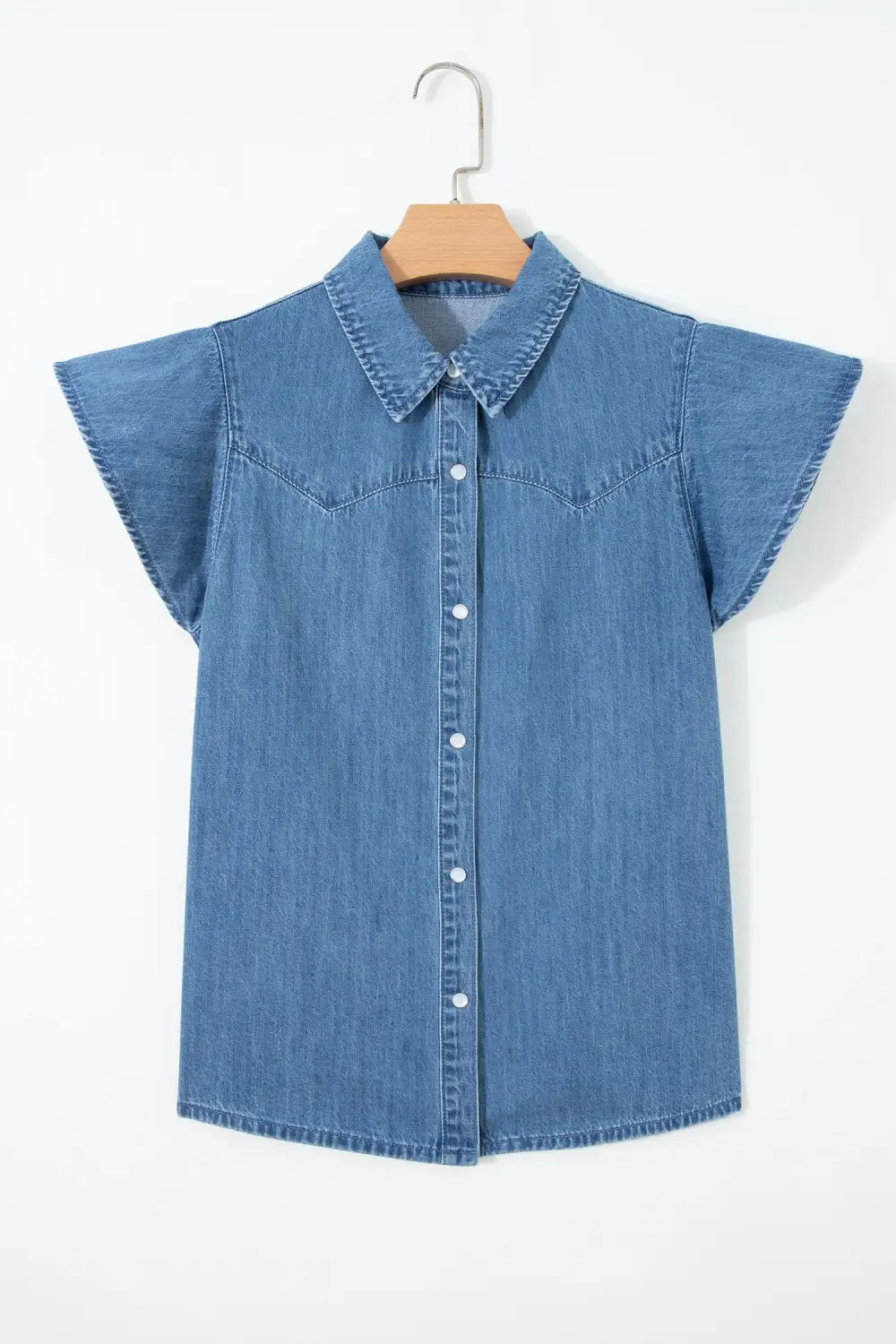 Soft Ruffle Sleeve Short Sleeve Casual Shirt