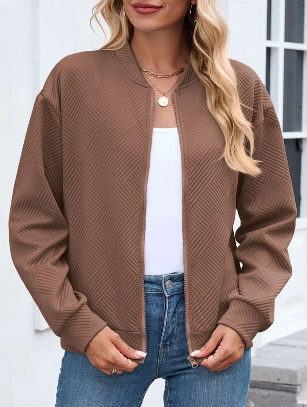 Crew Neck Zipper Loose Long Sleeve Sweatshirt