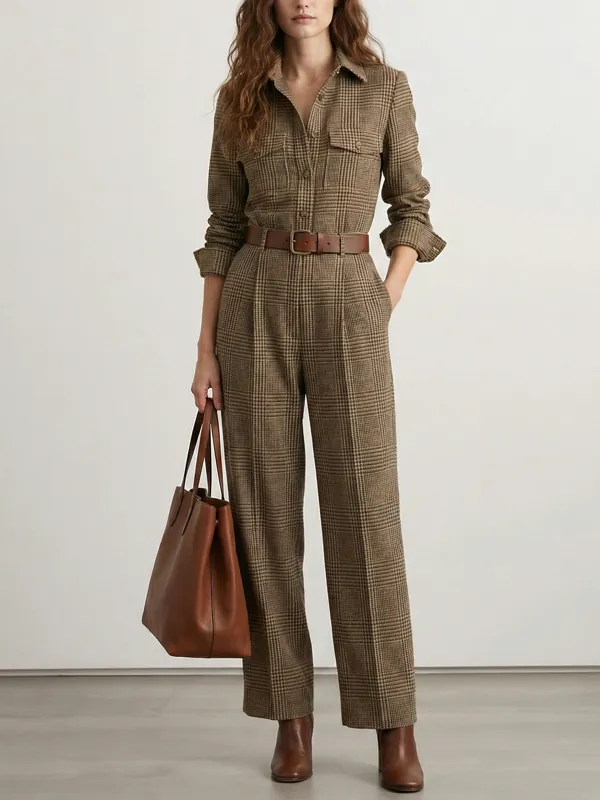 Jumpsuits Met Hoge Taille Lange Mouwen Geen Riem
