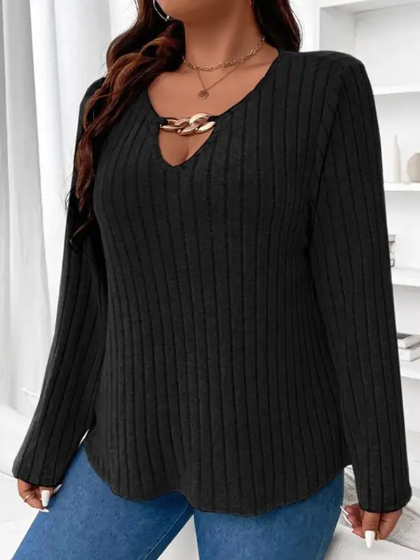 Long Sleeve Relaxed V-Neck T-Shirt