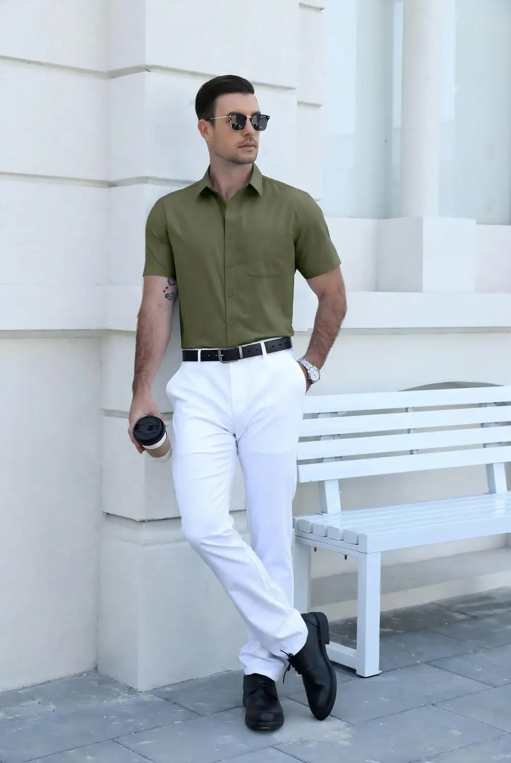 Casual Button Down Short Sleeve Dress Shirt
