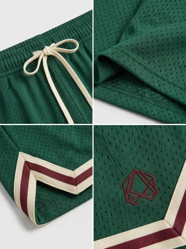 Versatile Geometric Pattern Striped Detail Utility Look Men's Basketball Shorts