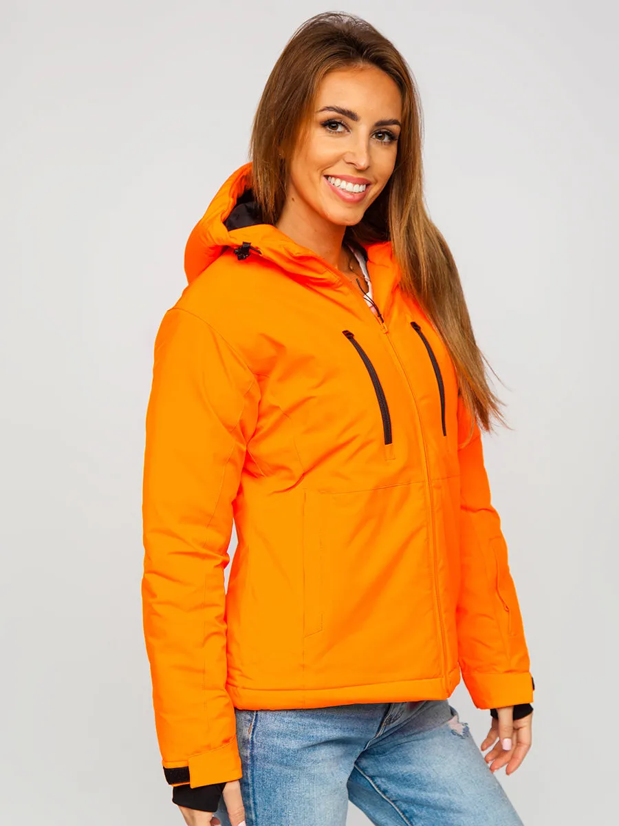 Orange women's winter ski jacket