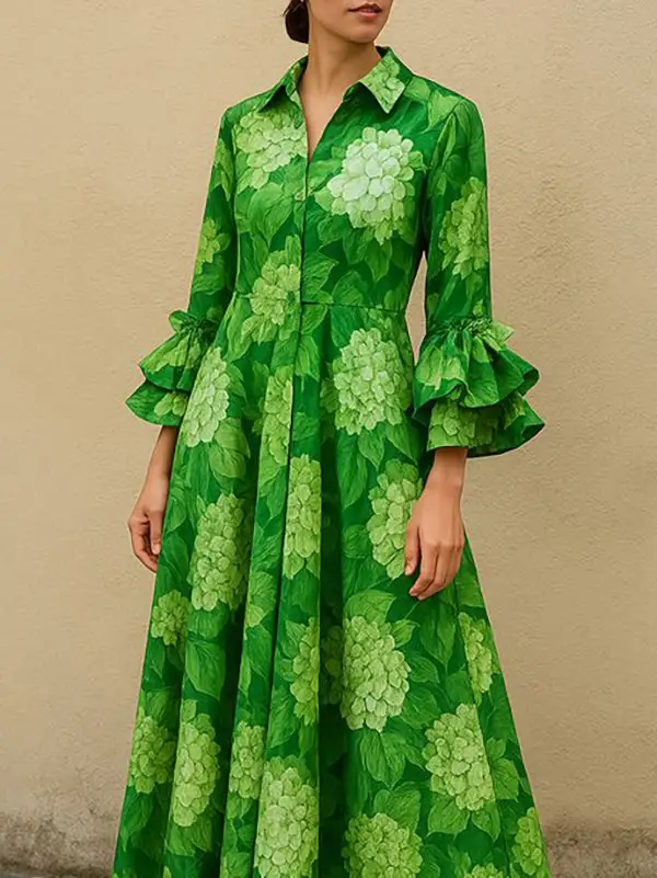 Flared Pleated Maxi Dress