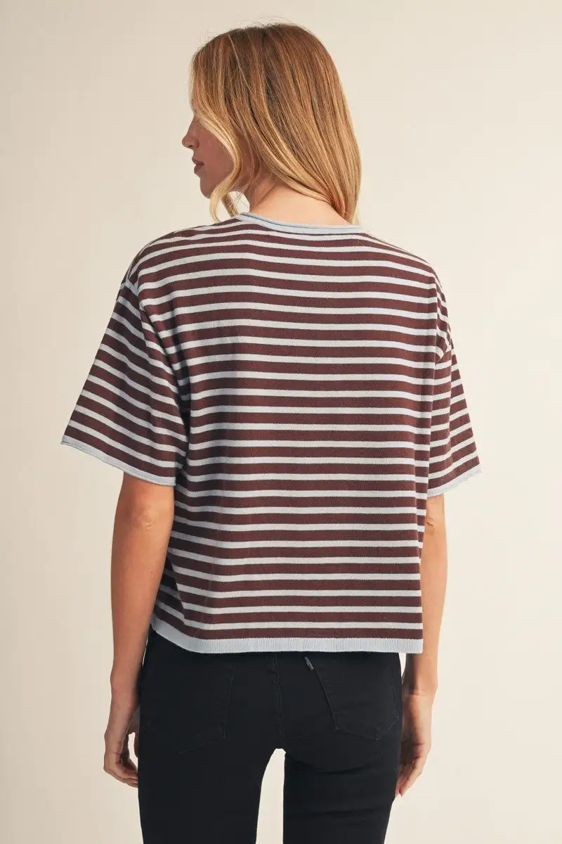 Henley Striped Top