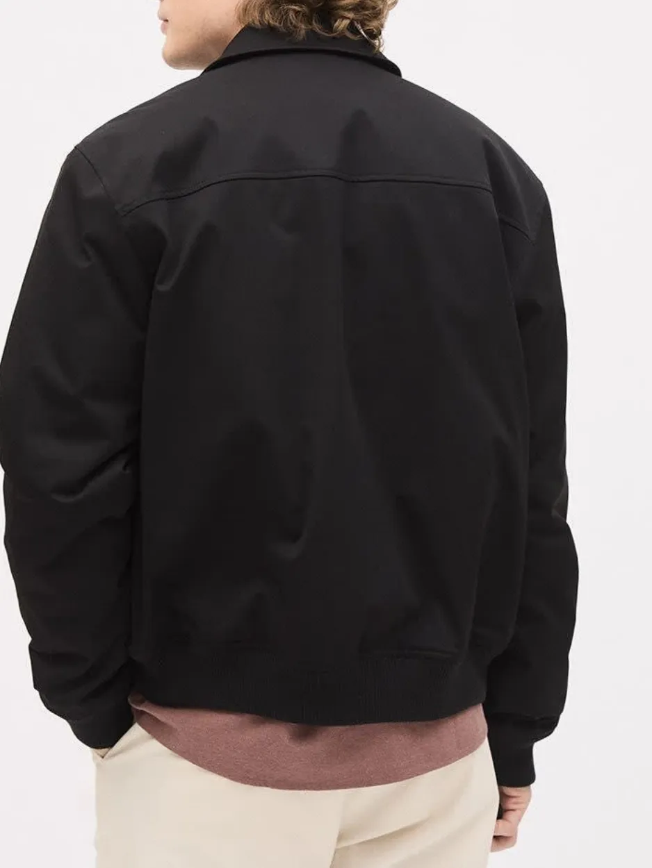 Black Long Sleeve Twill Bomber Jacket