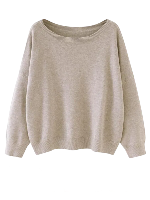 Women's Scoop Neck Sweater - Drop Shoulder Knit Top
