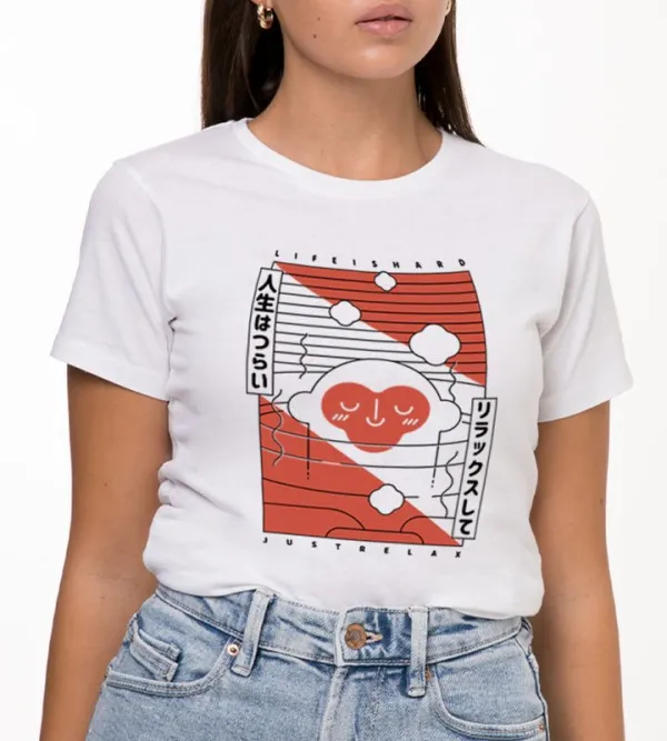 Retro Style Heart Graphic White T-Shirt