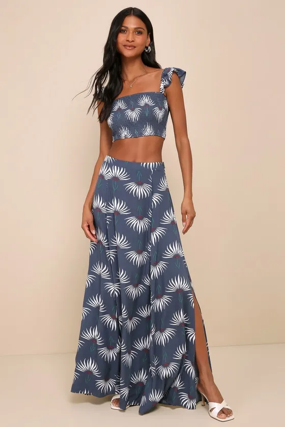 Trancoso Coral Floral Print Two-Piece Maxi Dress