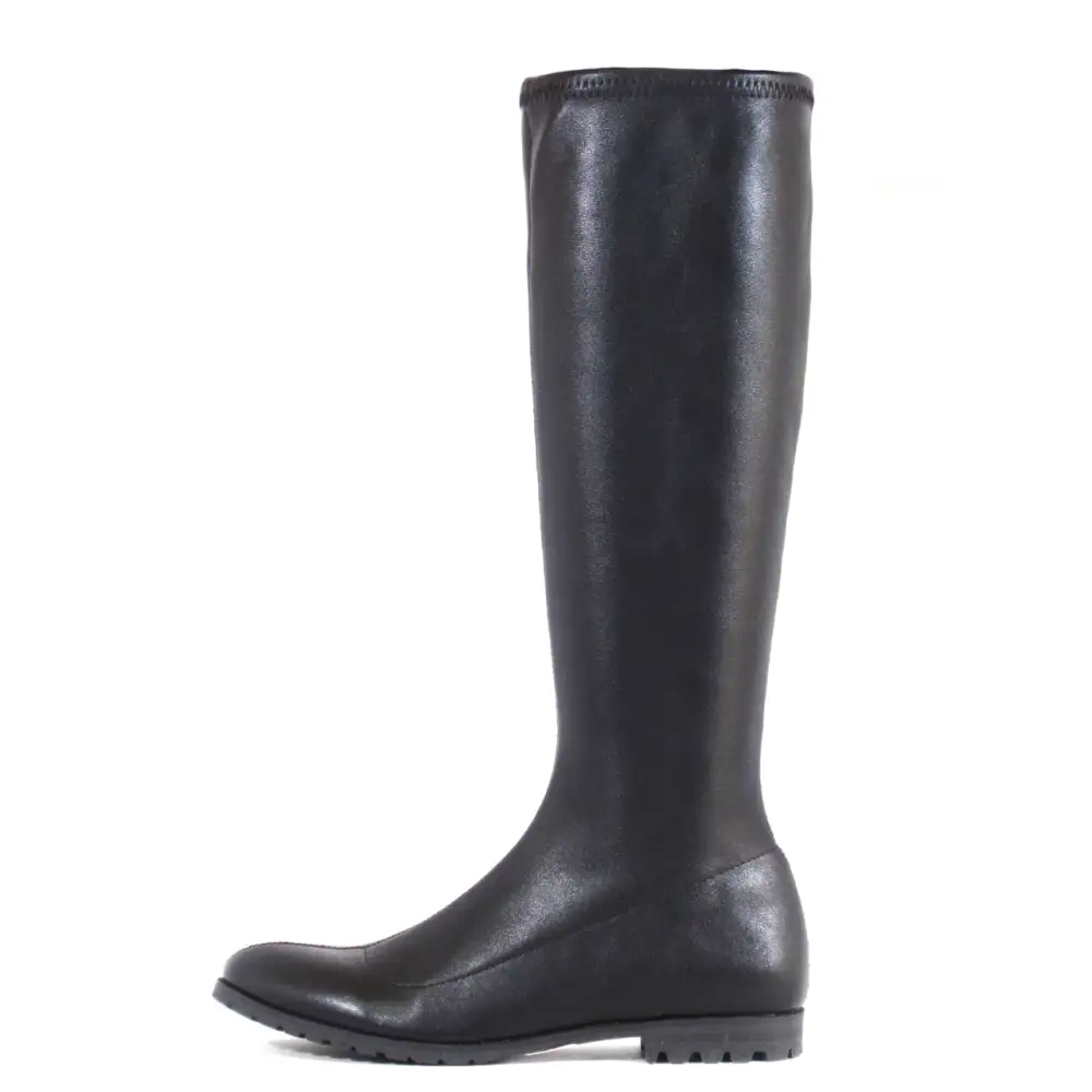 Slip On Low Heel Stretch Knee High Boots