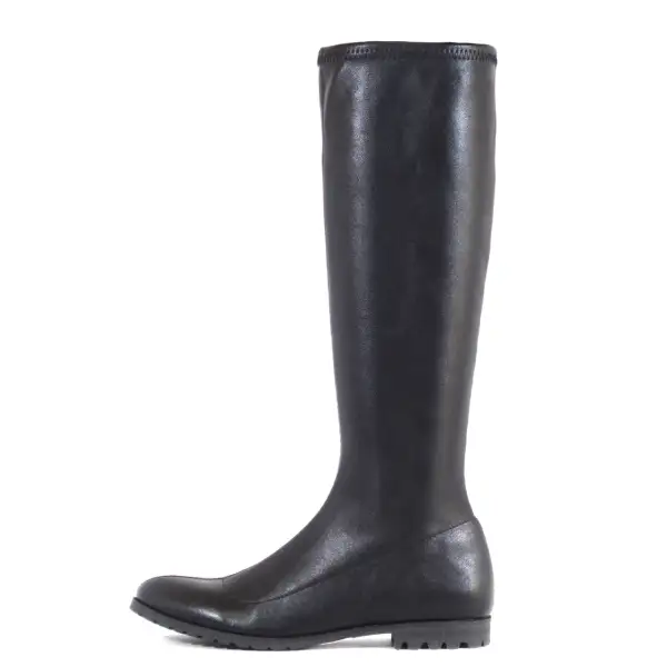 Slip On Low Heel Stretch Knee High Boots