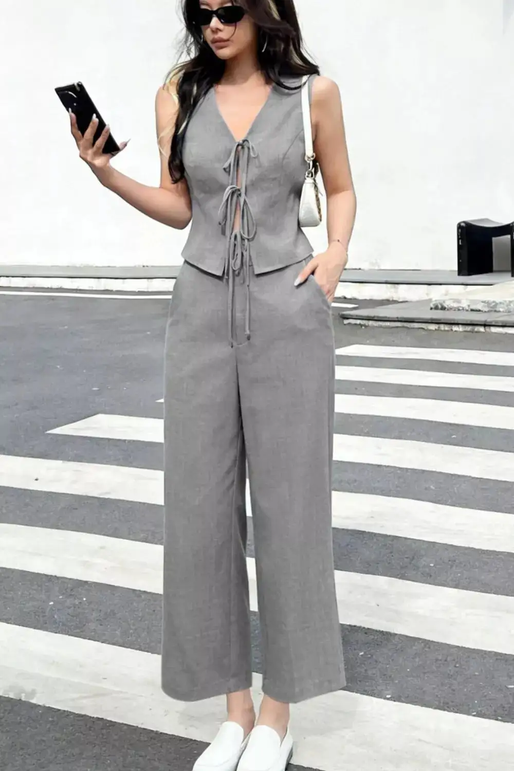 Easygoing Wide Leg Tie Jumpsuit