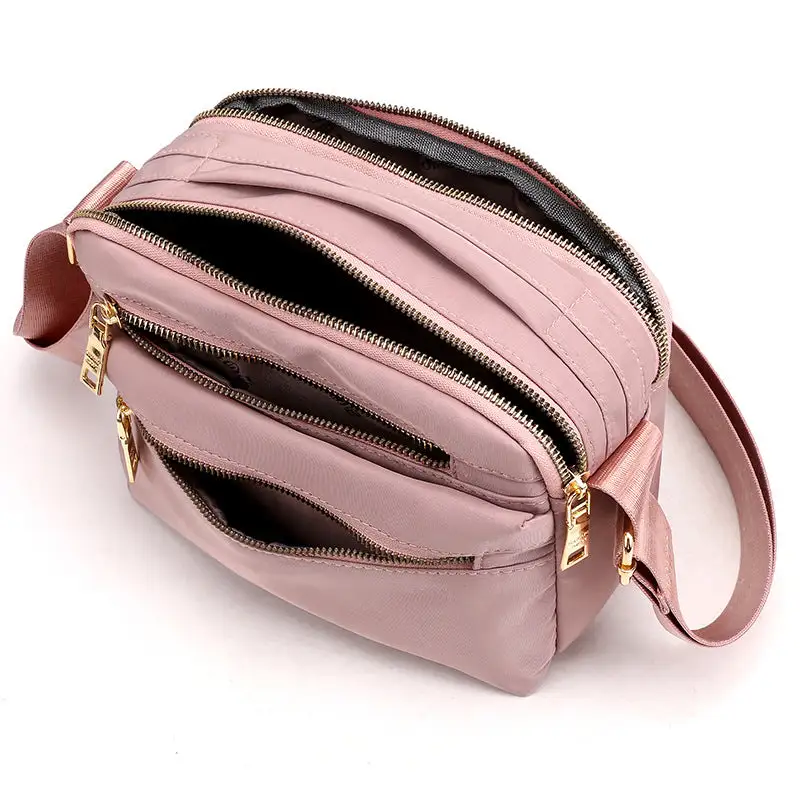 Small Crossbody Shoulder Bag Multiple Zippers