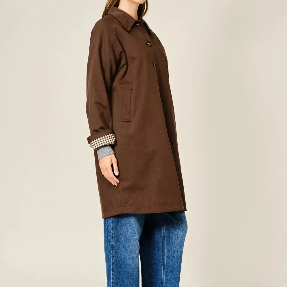 Check Lined Trench Coat