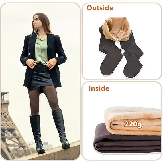Fleece Lined Tights Sheer Women