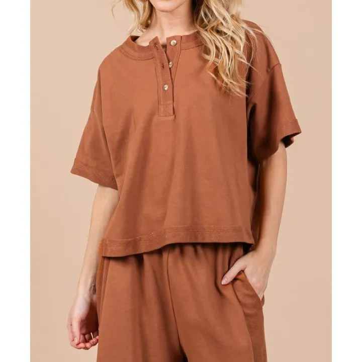 Femme Half Button Half Sleeve Top and Pants Set