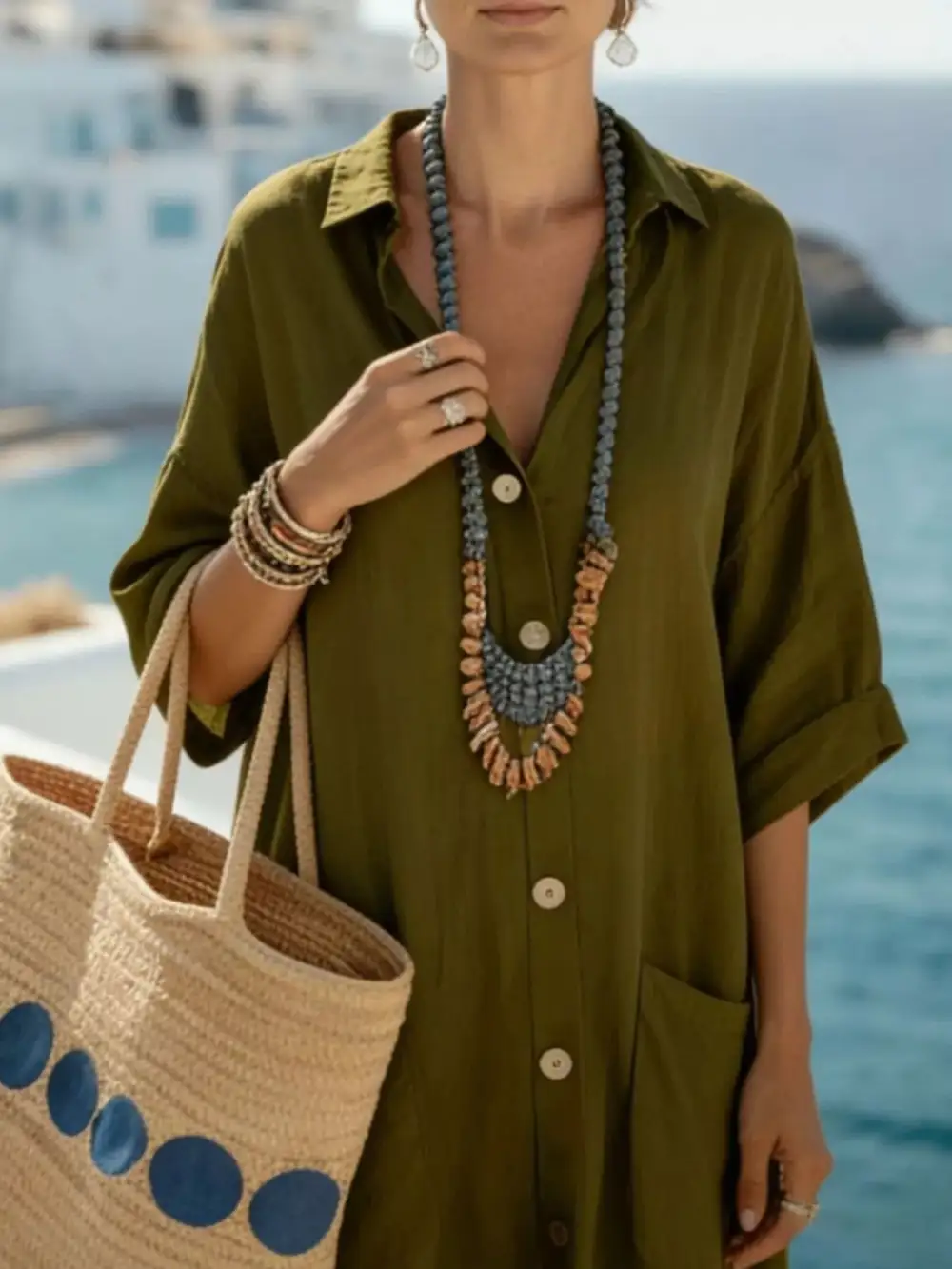 Button Front Maxi Dress
