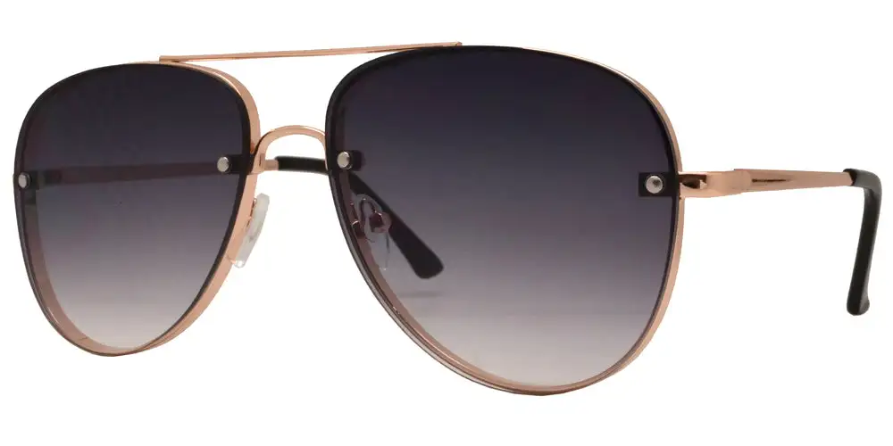 Classic Rimless Oval Shaped Sunglasses With Flat Lens