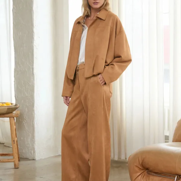 Suede Bubble Hem Jacket
