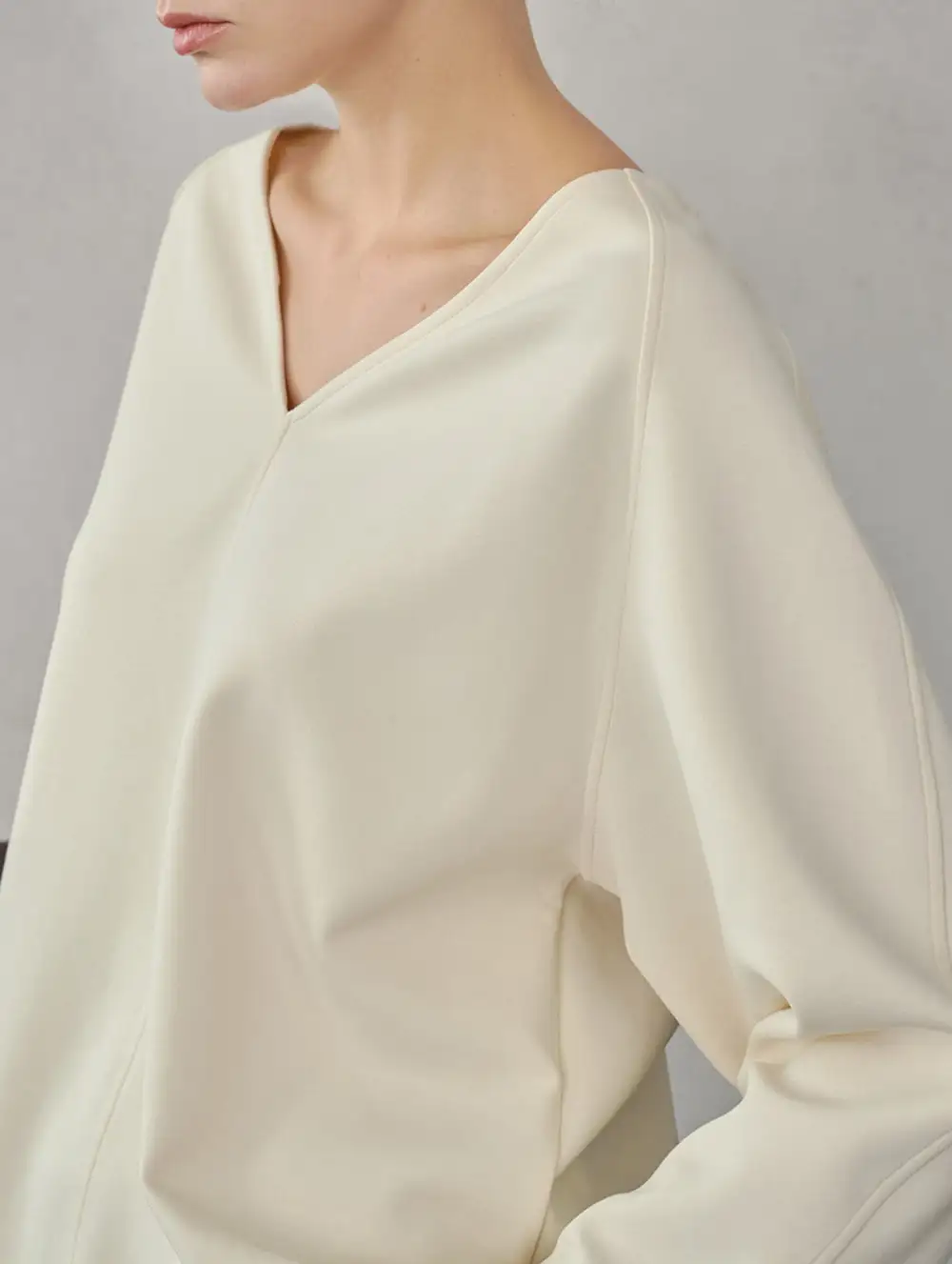 V Neck Reversible Loose Fit Sweatshirt