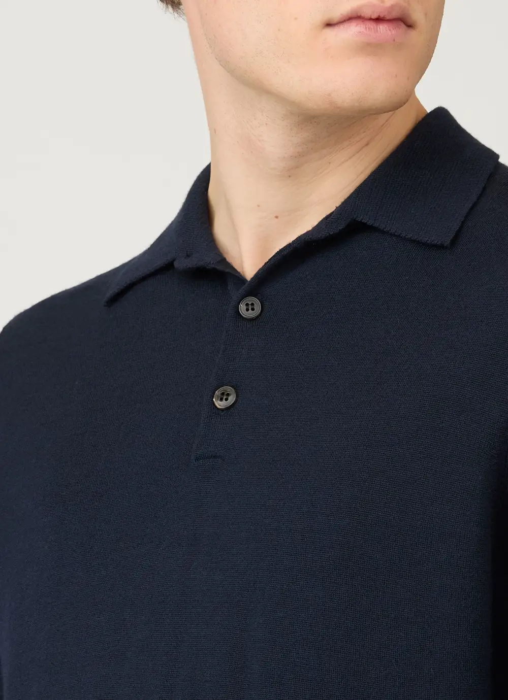 Merino Knit Long Sleeve Polo Shirt