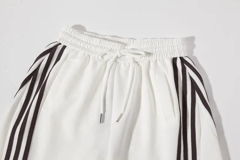 Loose Wide Leg Striped Track Pants Women's Casual Streetwear Joggers with Elastic Waistband