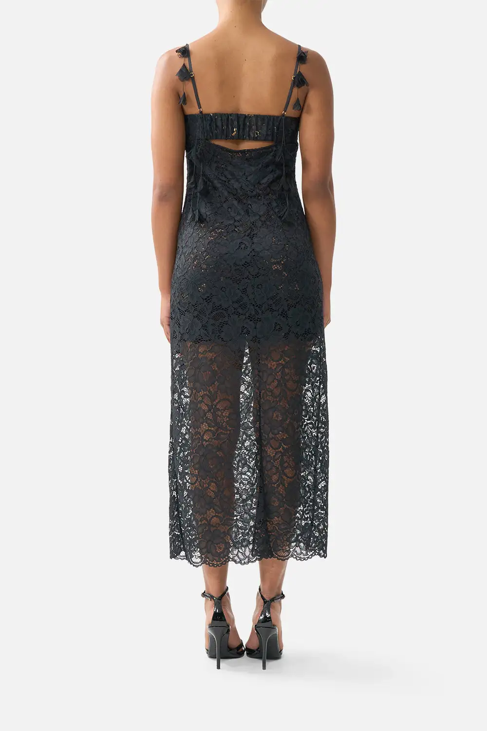 Lace Gathered Bodice Slip Dress