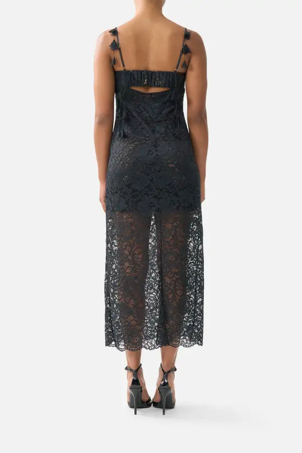 Lace Gathered Bodice Slip Dress
