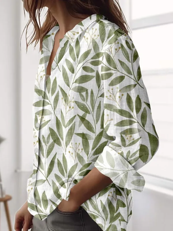 Leaf Button Up Casual Shirt