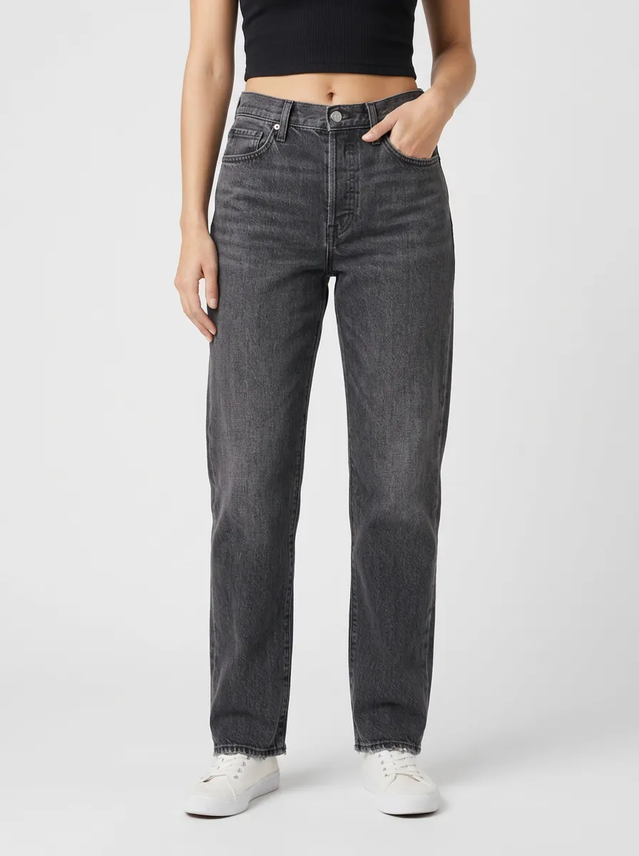 Versatile Straight Leg Pocket Detail Jeans
