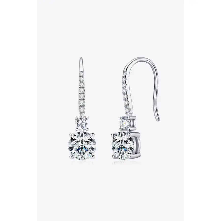 Minimal Moissanite Sterling Silver Drop Earrings