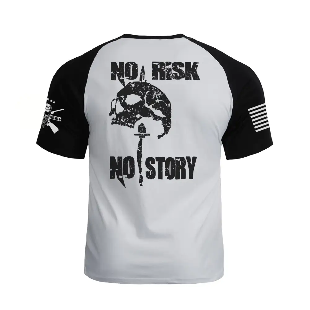 NO RISK NO STORY RAGLAN GRAPHIC TEE