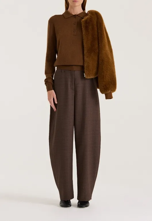 Caramel Cashmere Blend Polo Knit Jumper