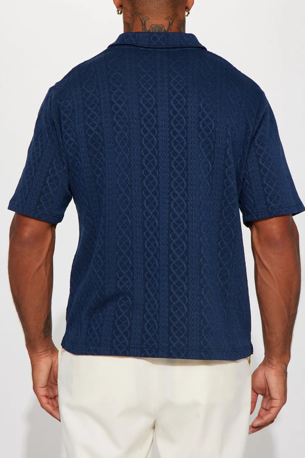 Fold Down Collar Short Sleeve Polo