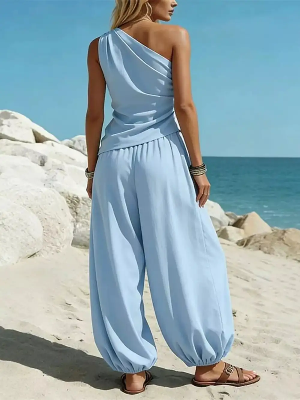 Refined Full Size One Shoulder Top and Wide Leg Pants