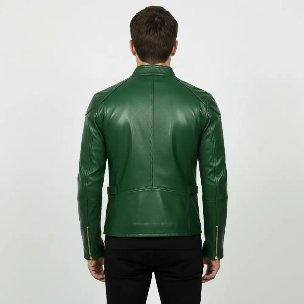Streamlined Leather Biker Motorcycle Multi Pocket Jacket