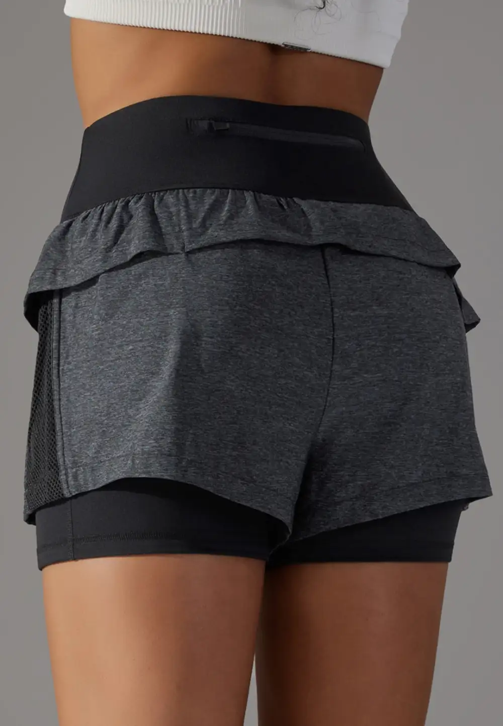 High-Waist Layered Ruffle-Detail Casual Shorts